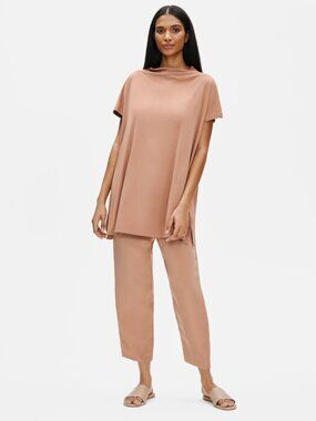 Eileen Fisher Stretch Silk Jersey Funnel Neck Tunic NWOT Size S